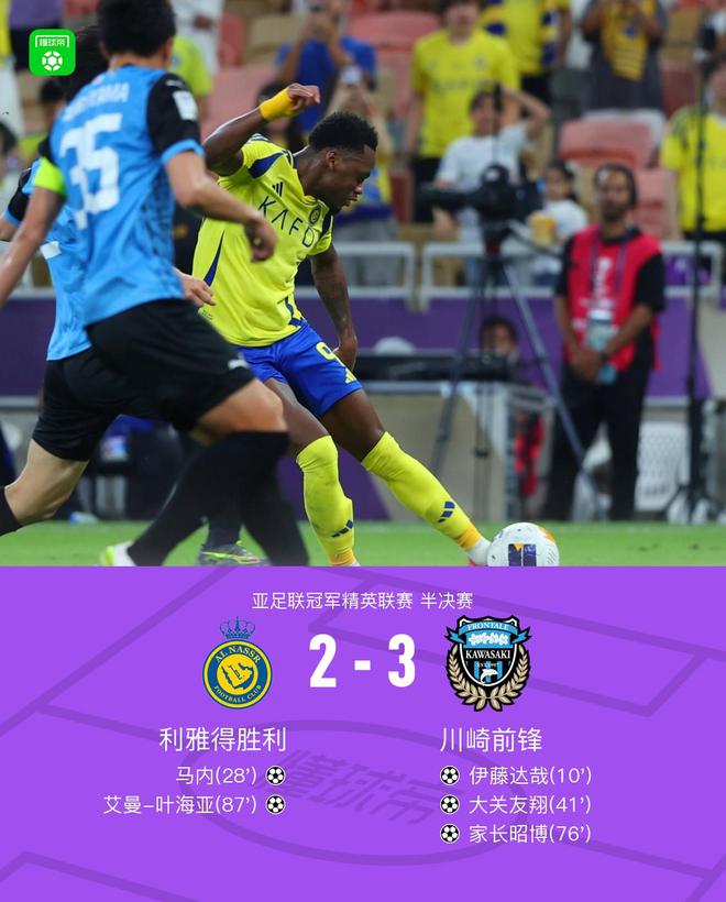 川崎3-2利雅得晉級亞冠決賽，伊達世界波勝